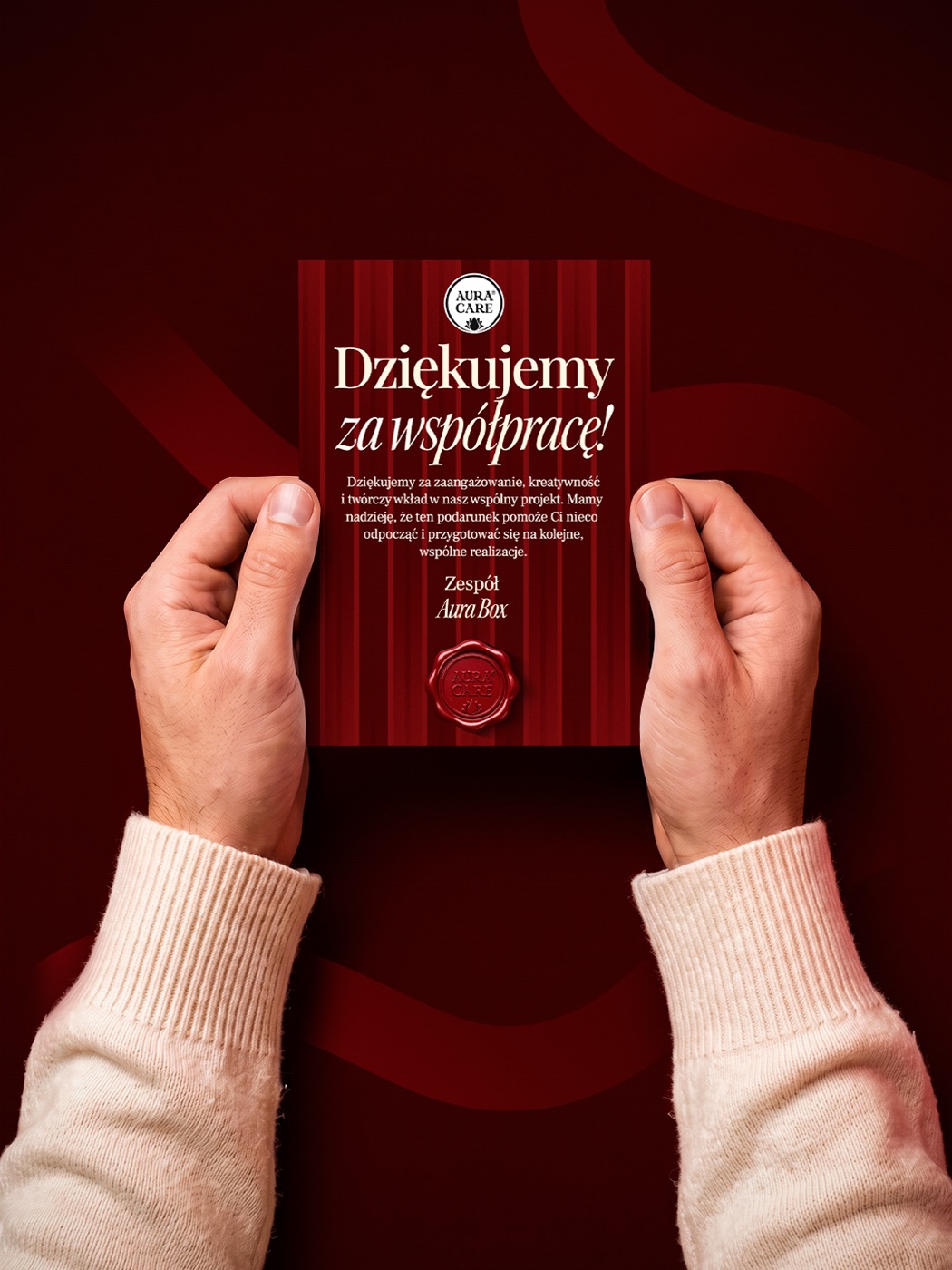 Spersonalizowana kartka z podziękowaniem dołączana do boxa